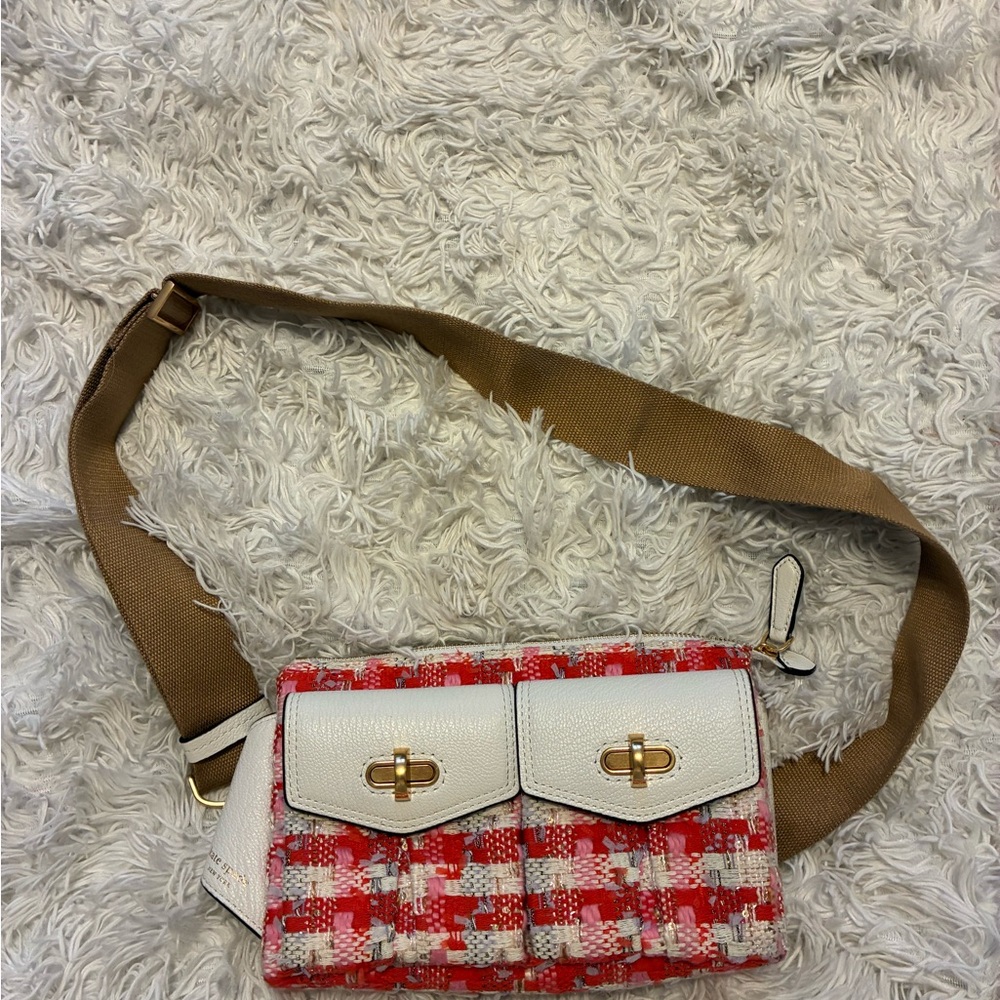 Kate Spade Red and White Tweed Crossbody Bag